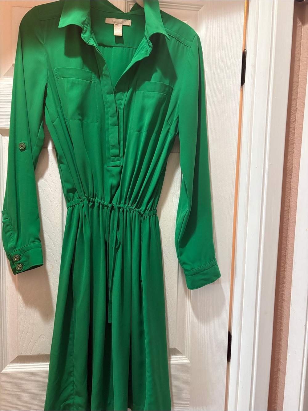 Banana Republic grass Green Long-Sleeve Shirt Dress